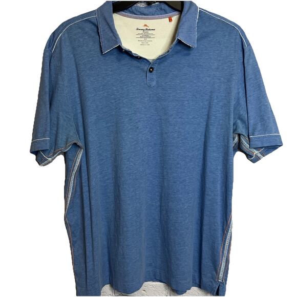 Tommy Bahama Mens XL Light Blue Island Modern Fit Collared Polo Shirt Cotton - Picture 1 of 8
